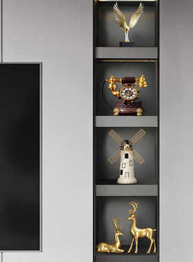 复古怀旧仿真电话机高档小摆件客厅房间书柜酒柜装饰品家居摆设