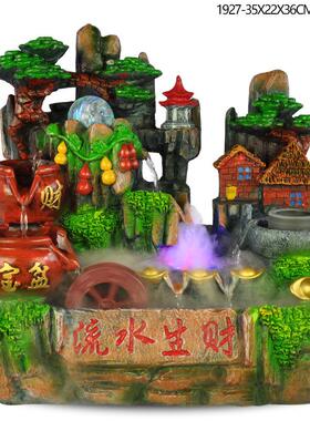 假山仿喷泉SQ8250福室工内微型水景鱼缸金蟾流水艺品厂袋树脂真家