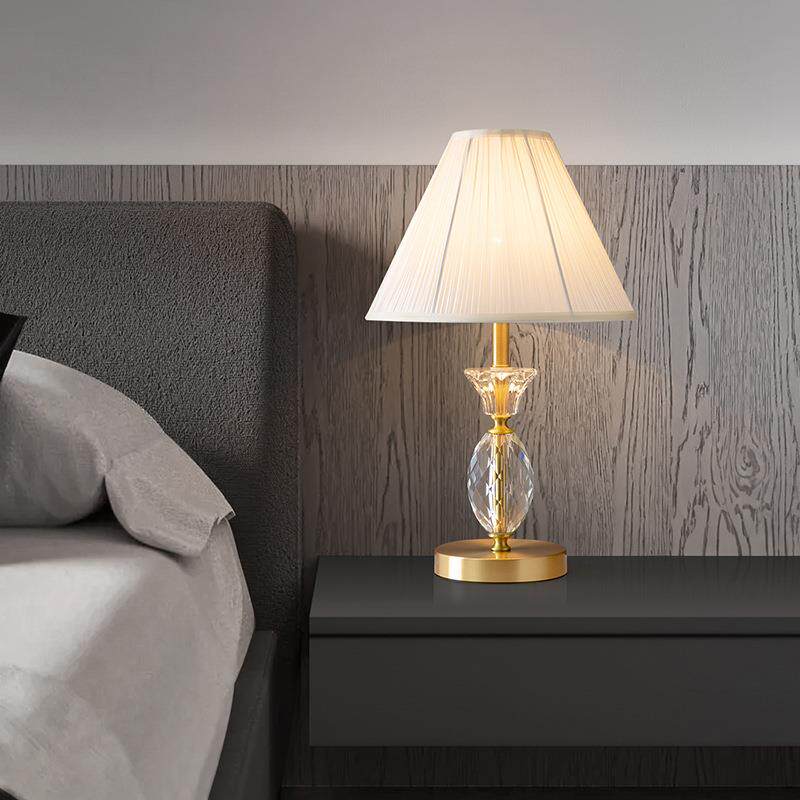 全铜水晶台灯轻奢氛围感法式复古美式创意欧式意式卧室床头灯