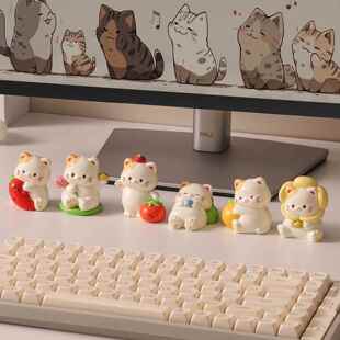 工位情绪稳定好事成双可爱小猫摆件桌面治愈系装饰品新款生日礼物