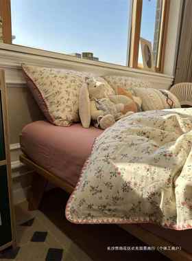 A类软超HOS柔婴儿级双层纱小碎花上四件套全棉纯床棉文m艺1.5米被