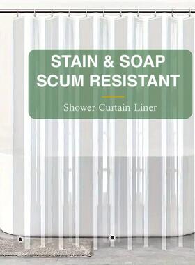 1pc Clear Shower Curtain Liner with 3 Weighted Magnets - Wat