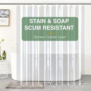1pc Clear Shower Curtain Liner with 3 Weighted Magnets - Wat