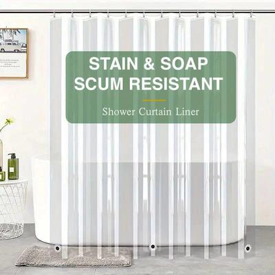 1pc Clear Shower Curtain Liner with 3 Weighted Magnets - Wat