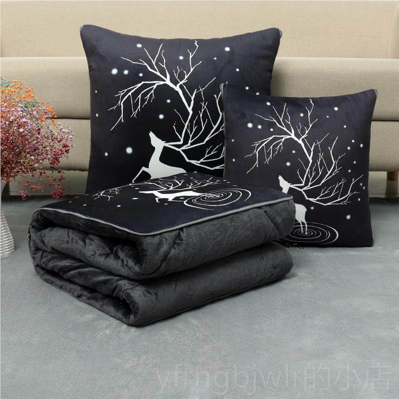 新款珊瑚绒抱枕被子两用多功能车加厚办公室睡头枕汽车折叠空午调