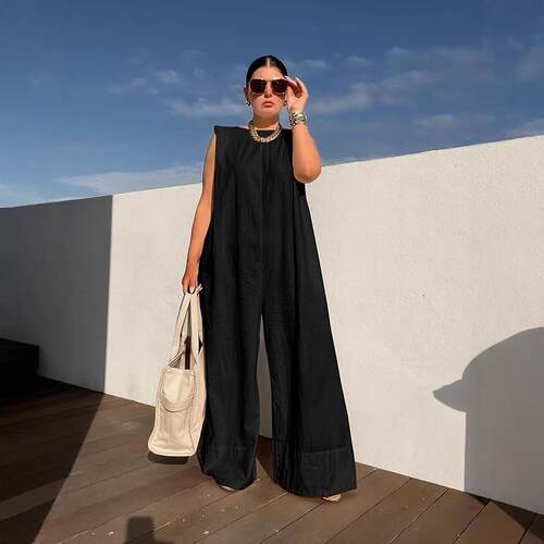- LIVE Women's Sleeveless Wide Leg Contrast Color Printed