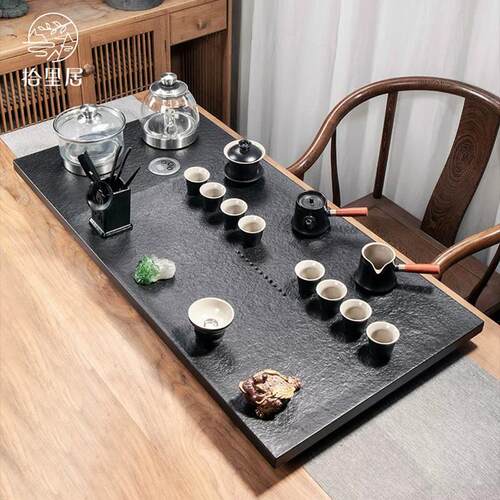 天然乌金石茶盘套装家用全自动上水茶台烧水壶一体茶具茶海茶托盘