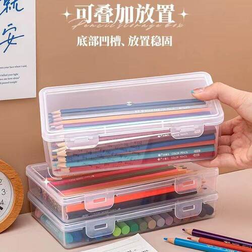 Large Capacity Transparent Stationery Storage Box Pencil Org