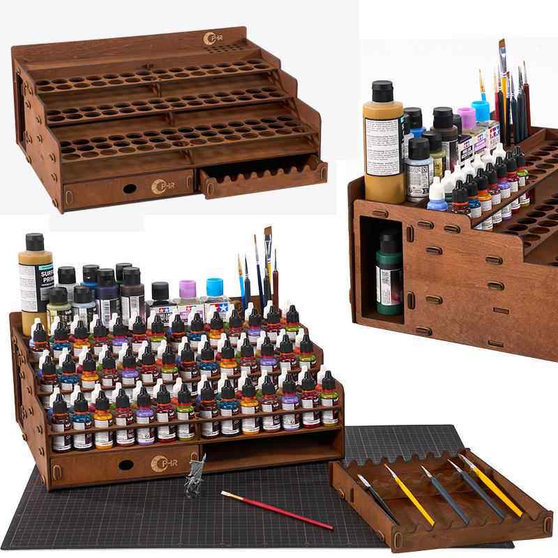 OPHIR模型油漆架收纳架适用AV漆颜料专用架98个孔位置画笔架工具
