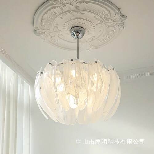 法式奶油风穆拉诺玻璃吊灯轻奢客厅餐厅灯温馨卧室民宿氛围感灯饰