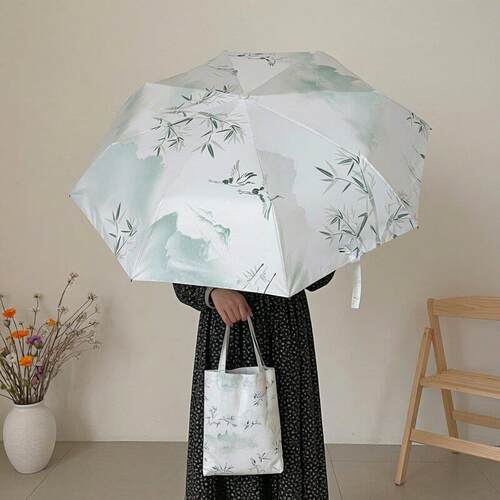 超轻新中式国风太阳伞折叠自动雨伞小巧便携女晴雨两用防晒遮阳伞