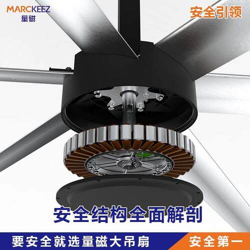 广东大功率永磁变频驱直厂房车间大型工业吊扇风强劲力楼顶扇