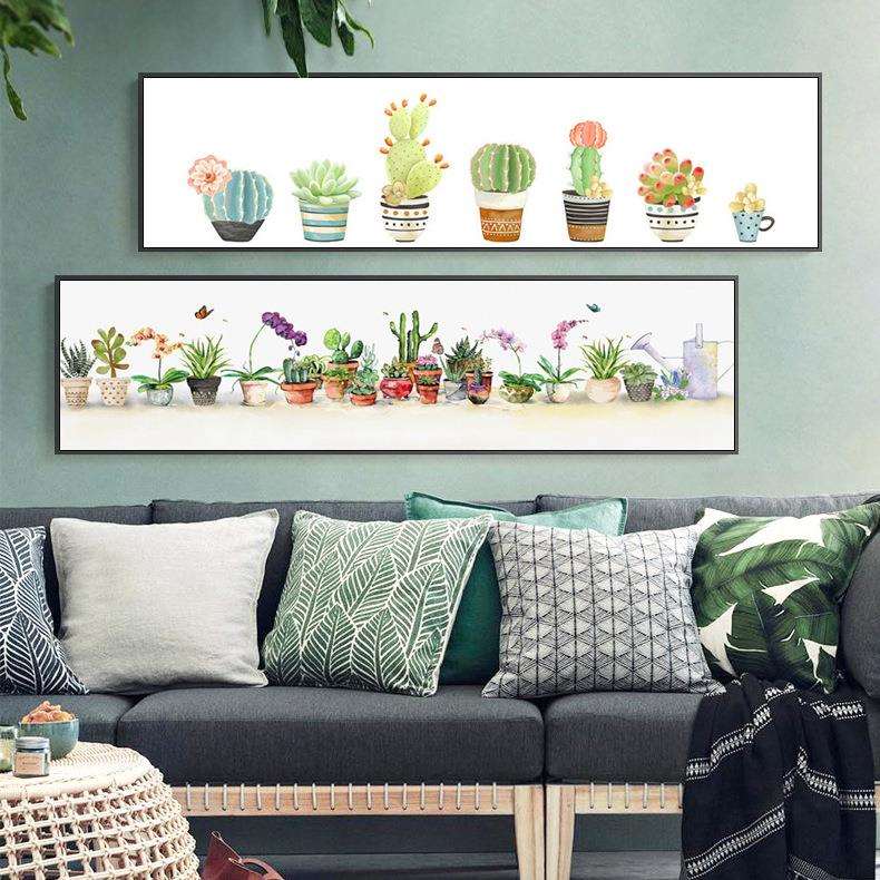 新款直销现代简约北欧装饰画绿色植物酒店宾馆有框画卧室床头挂画