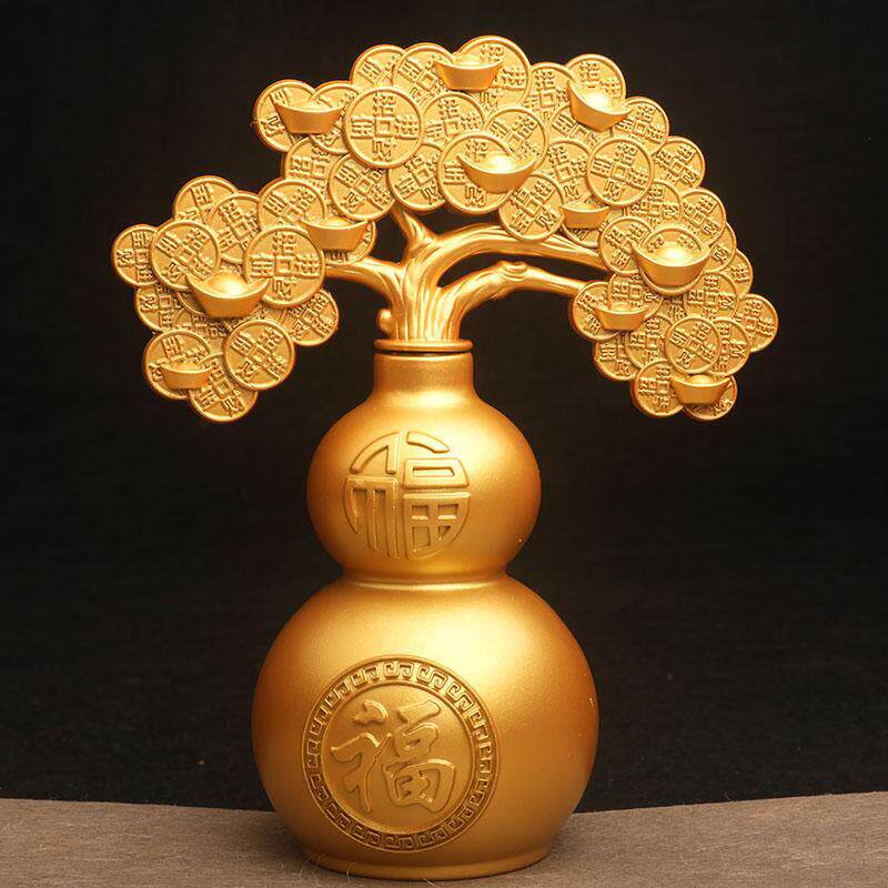 葫芦摆件装饰品新中式桌面发财树招财摆件茶桌桌面客厅工艺品礼品
