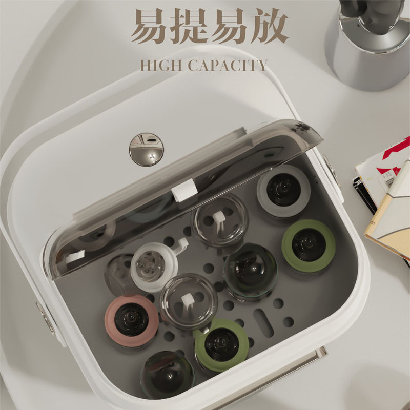 奶瓶收纳箱便携式大号收纳盒宝宝碗筷餐具沥水架带盖防尘婴儿专用