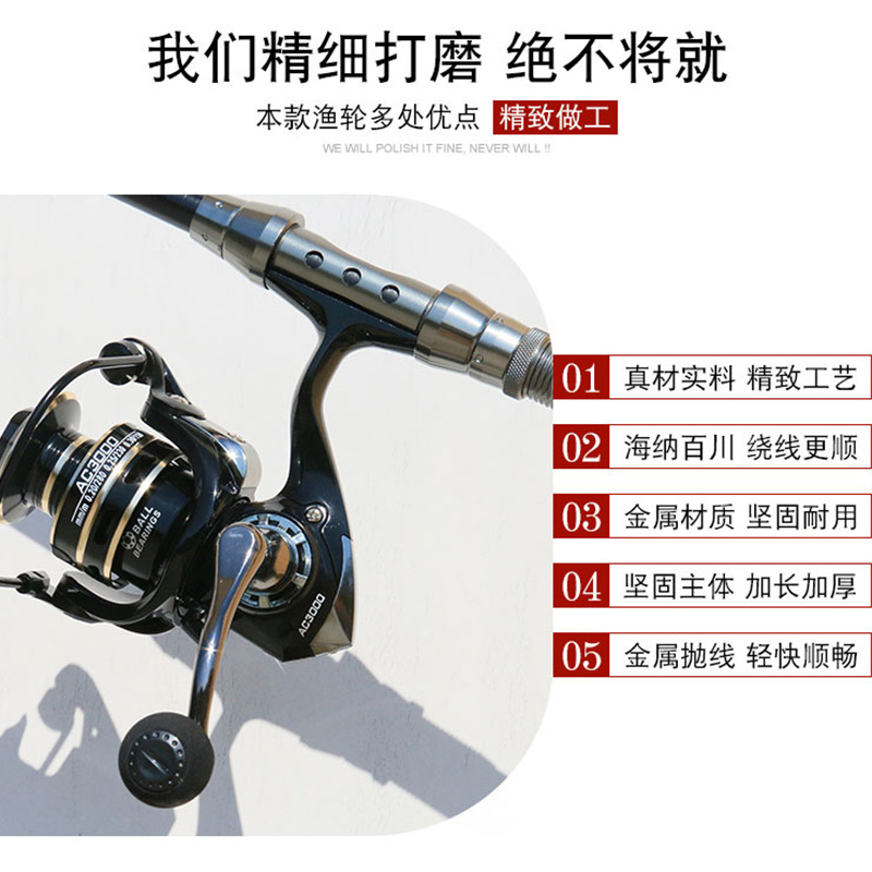 AC系列2-7000远投全金属纺车轮 钓渔轮 鱼线轮 路亚海竿矶钓鱼轮