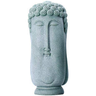 青砂石禅意摆件中式国潮创意茶宠北魏佛头装饰家居文玩摆件逗兽记