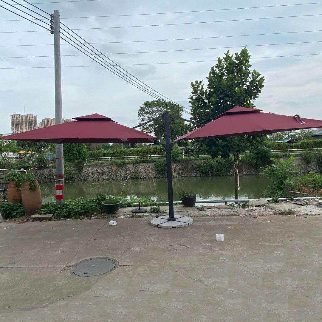 厂家直销户外花园庭院双头伞罗马伞 露天咖啡厅奶茶店实用遮阳伞
