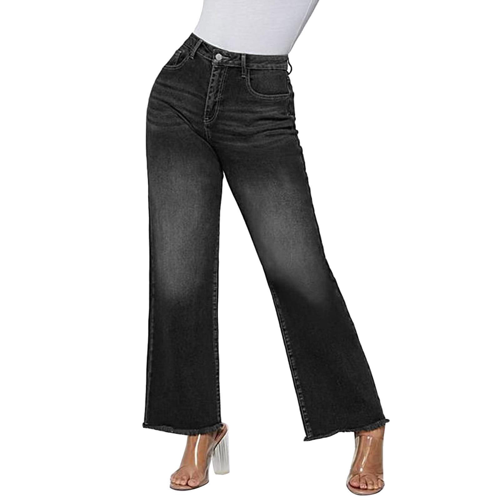 Loose cat whisker salmon heavy denim split pants