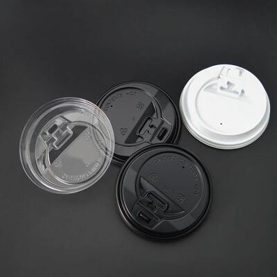 12oz/16oz加厚一次性纸杯杯盖奶茶打包咖啡饮料黑白开关盖100只