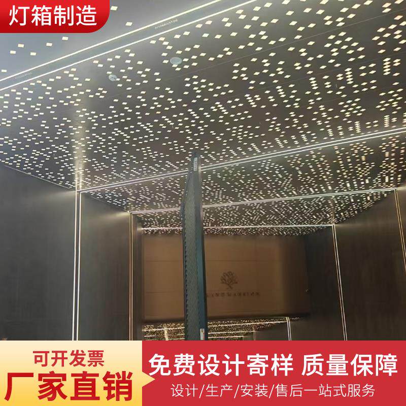铝单板星空艺术冲孔镂空雕花吸顶灯光一体造型工厂直销