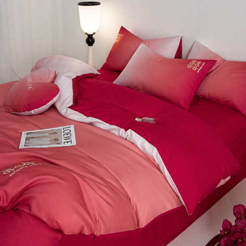 秋冬婚送喜庆红色结婚&女方o件套新磨毛被套四陪嫁床单床上用品礼