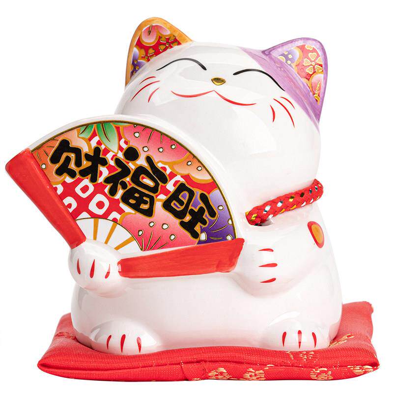 招财猫摆件陶瓷存钱罐迷你可爱桌面装饰品创意礼品店铺开业前台
