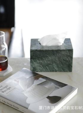 大理石纹盒雪长花白鱼板肚白抽XMH纸盒家居用品样房方形纸巾餐巾