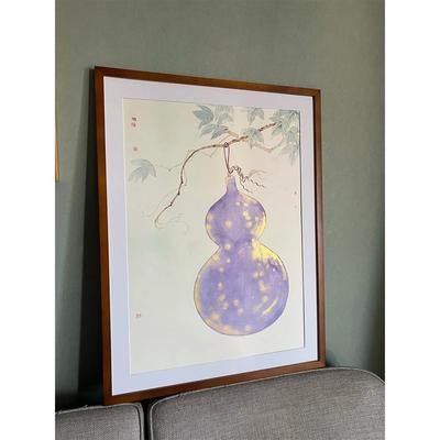 《紫气东来》新中式玄关卧室挂画奶油风葫芦客厅装饰画寓意好壁画