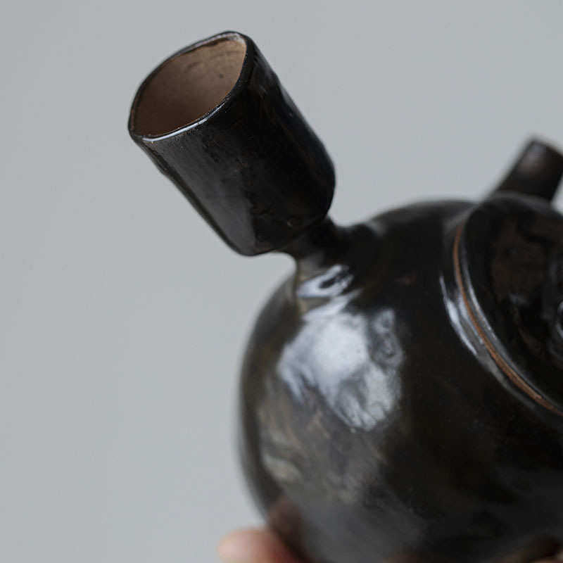 粉引侧把壶带过滤泡茶壶大号手捏岩陶复古泡茶器功夫茶具