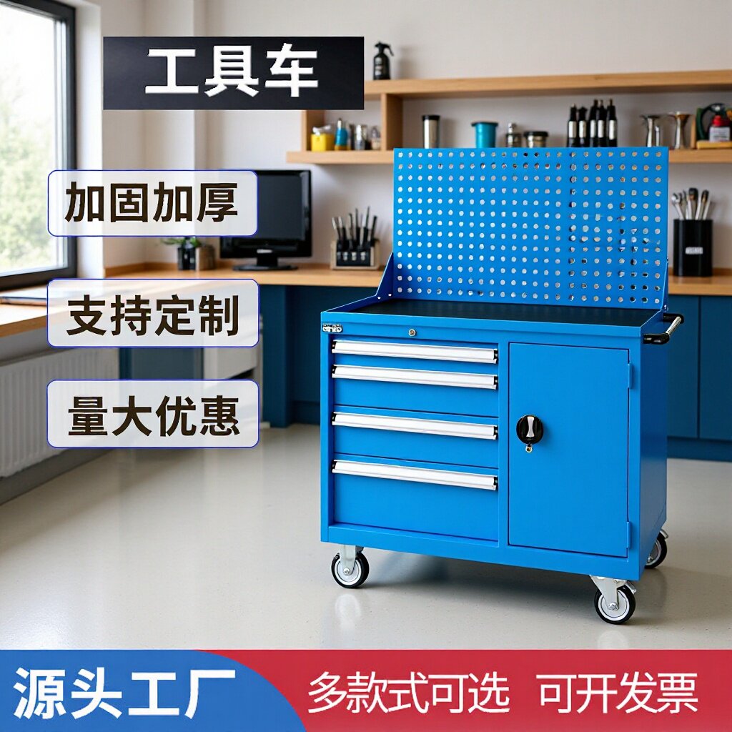 加厚抽屉式带轮工具柜