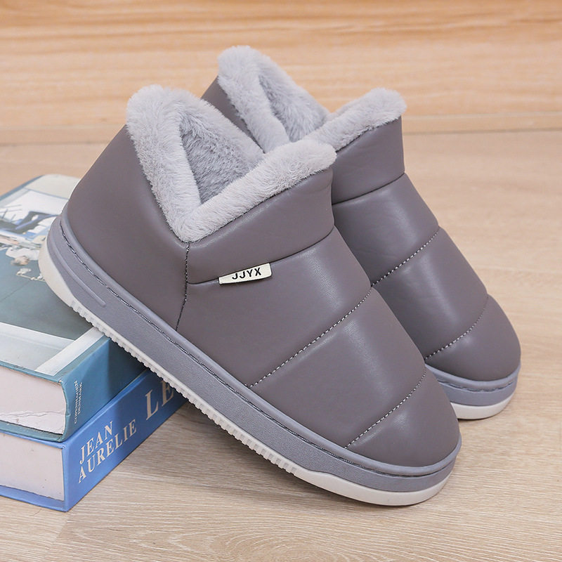 包跟冬季棉拖鞋pu皮面外贸大码男女士家居室内棉鞋保暖加厚保暖