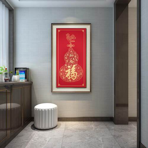 如意葫字芦入户玄关挂画聚F010图铜客厅装饰画福蚀刻福墙壁板画
