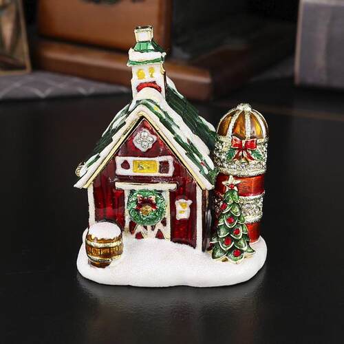 首饰盒圣诞节圣诞老人雪屋饰品收纳盒子珠宝盒欧美节日装饰摆件