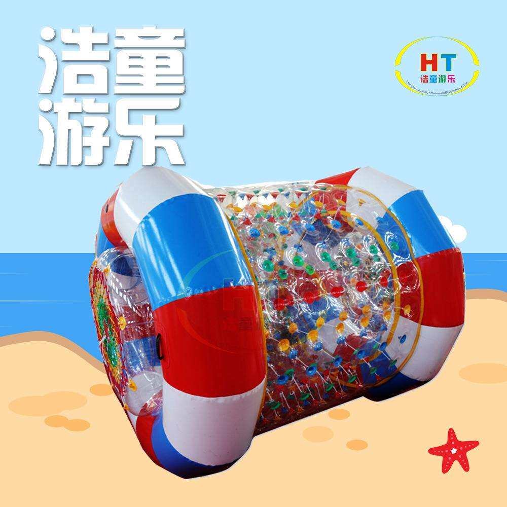 浩童新式滚筒PVC网布彩色水上滚筒 充气水上跑步儿童水上滚筒