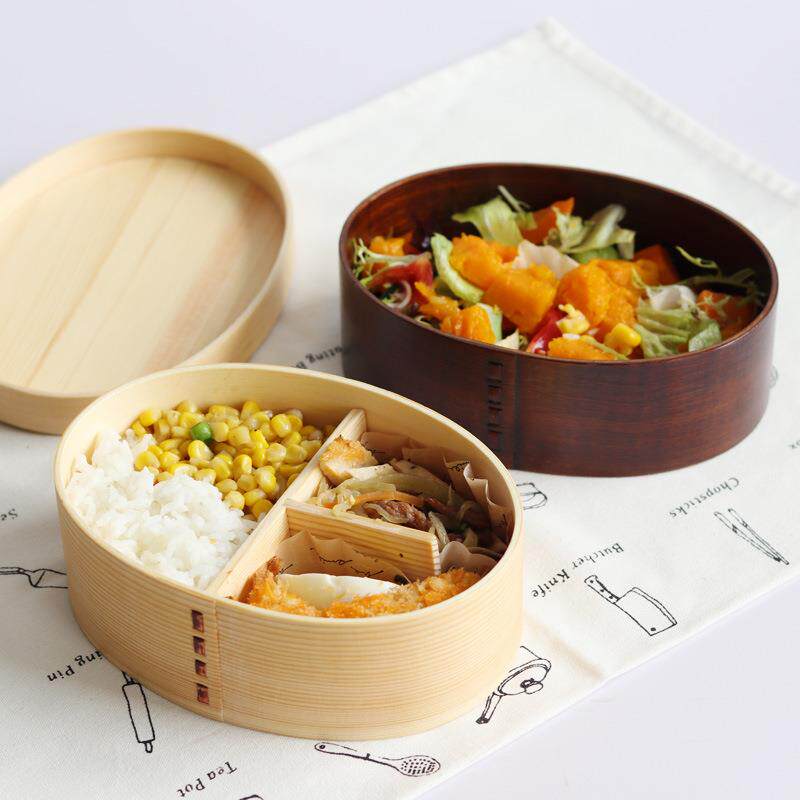 铁杉原木日韩式学生儿童成人便携式单层饭盒便当盒食盒