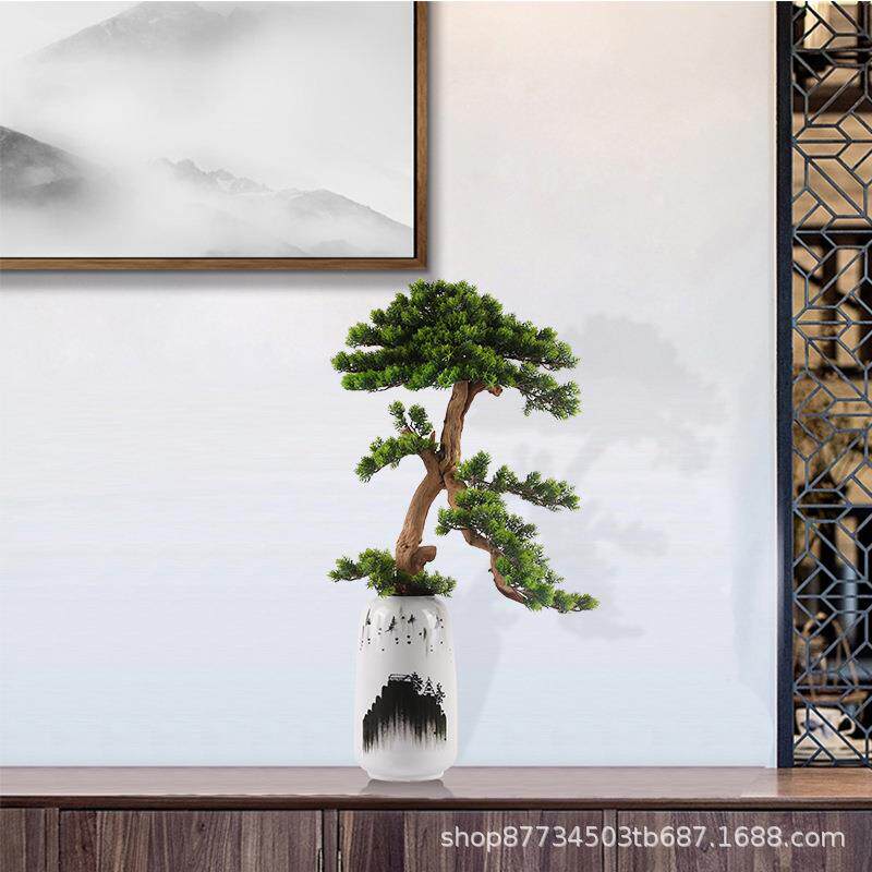 迎客松仿真植物盆室内摆绿盆植栽假树办46公室桌面客景厅装饰件真