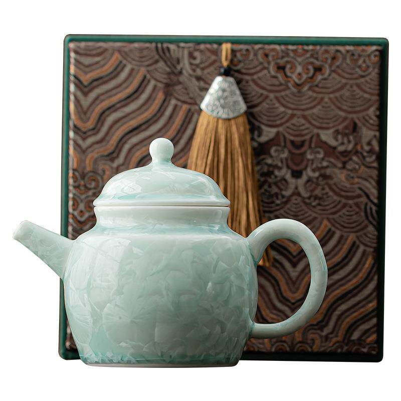 窑变结晶精致龙胆茶壶泡茶壶家用户外用茶具可送礼办公带盖茶壶
