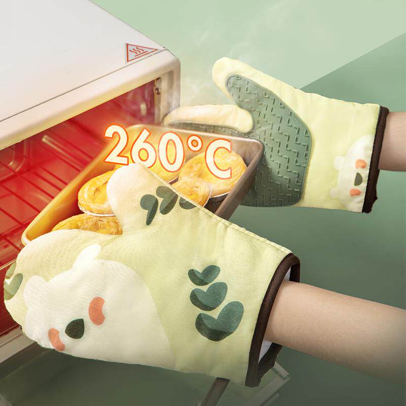 加厚隔热防烫手套烤箱手套加厚厨房烘焙硅胶防滑微波炉手套耐高温