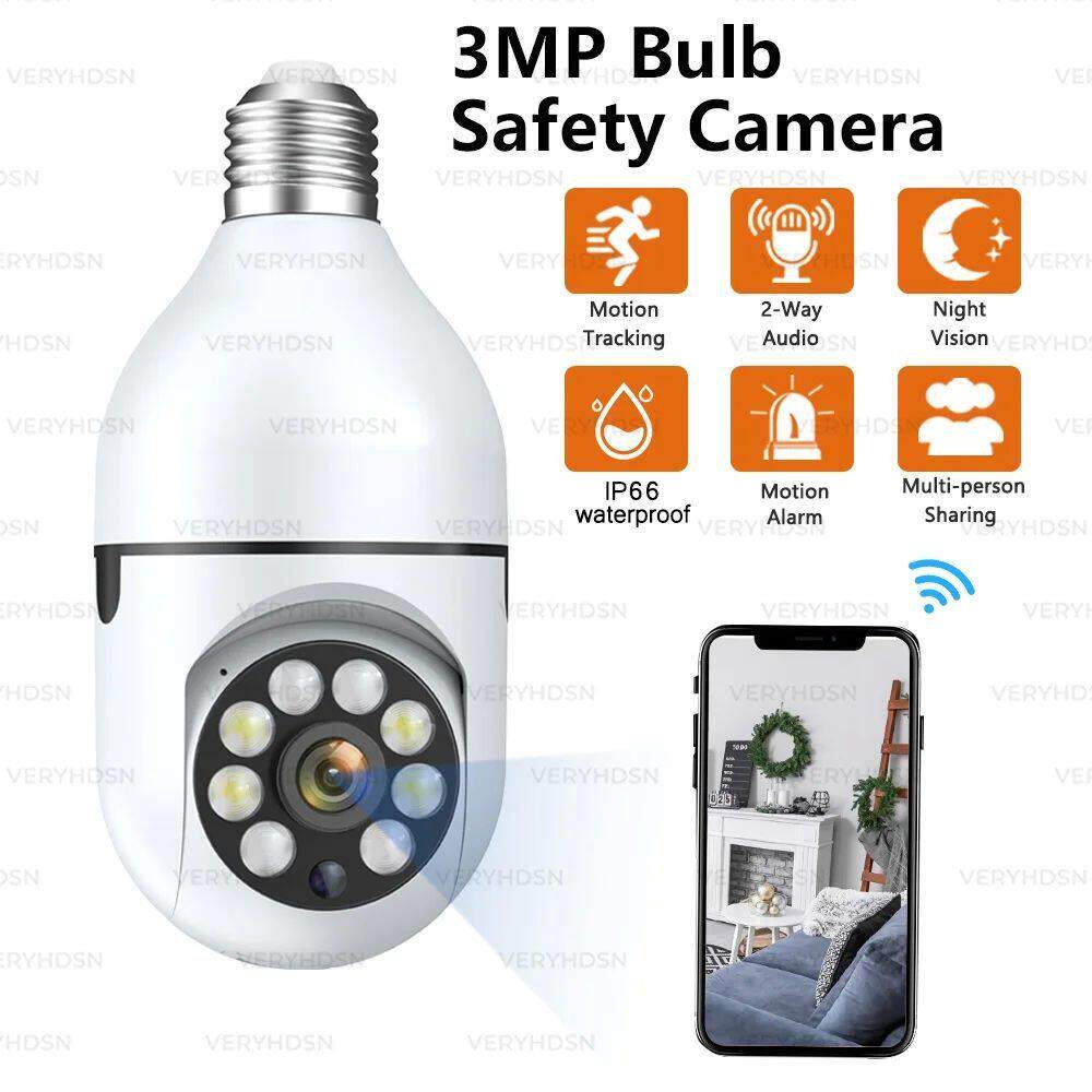 3MP Wifi E27 Bulb Camera IP Video Surveillance Camera 4