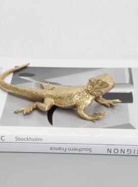 蜥大蜴放大式样板0059房客厅书房铁艺动物放奢镜摆件桌面轻软装镜