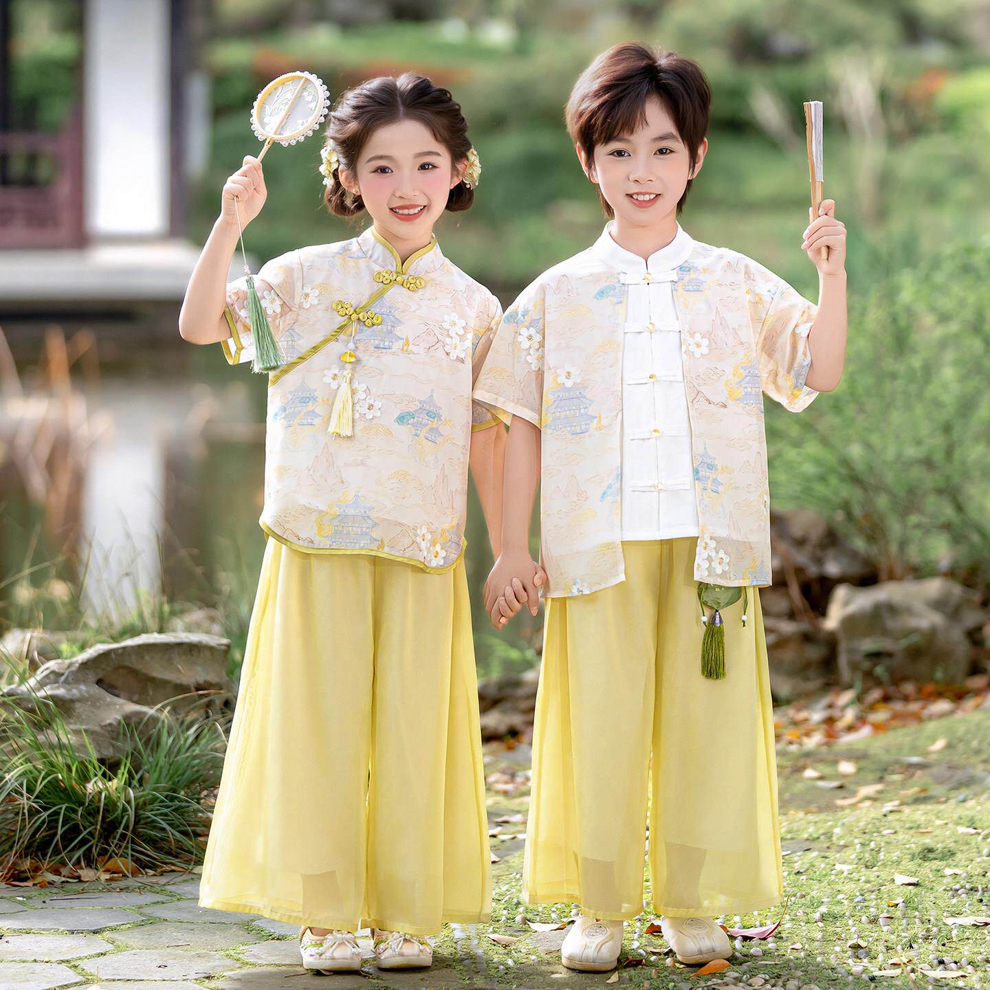 六一儿童国学汉服演出服幼儿园唐装表演服男女童国风上春山舞台服