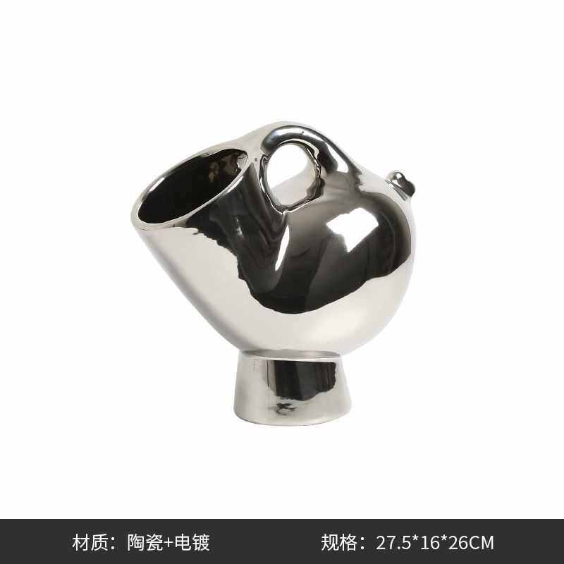 陶瓷花瓶样板房电视柜创意装饰号角摆件简约抽象现代电镀家居酒柜