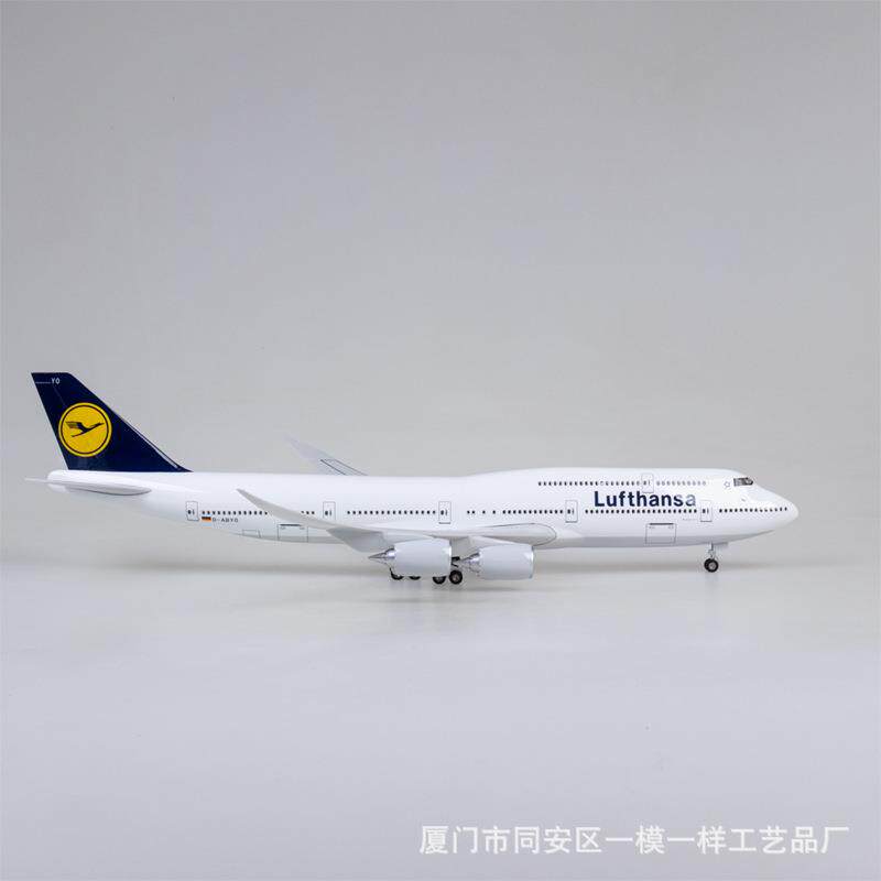 带灯4FIL7cm汉莎航空音747-8仿真民客机飞机波模型件摆礼品航礼物