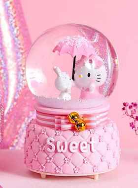 新款 贝壳美人鱼公主飘雪水晶球音乐盒女孩生日礼物学生桌面装饰