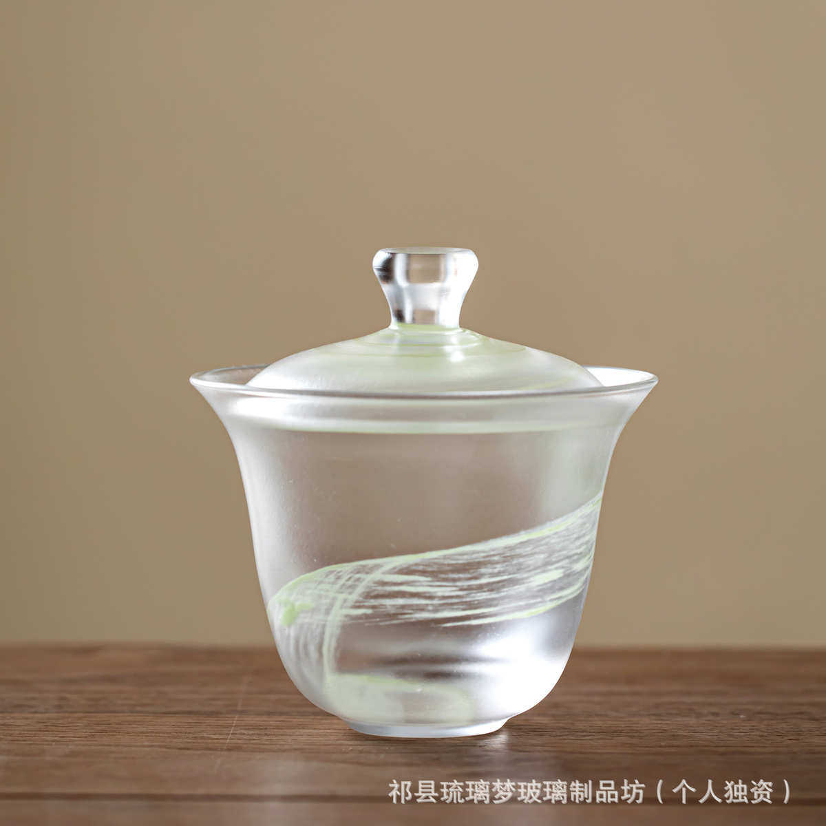 日式琉璃气泡盖碗家用简约玻璃泡茶碗功夫茶具二才泡茶茶杯批发