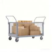 围栏手推车仓储物流大容量搬运分拣周转车重型静音四轮拉货网格车