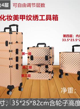 正品美甲工具箱量容层收纳盒大外出化多妆师专业跟妆箱美睫纹绣拉