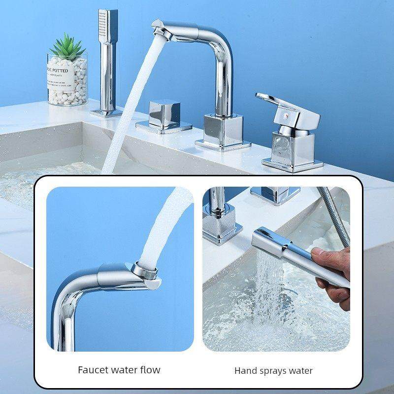 立式分体抽拉洗脸盆全铜水龙头冷热三四件三孔面盆洗手池浴室柜,家装主材,面盆龙头,淘宝优惠券,粉丝福利购,淘宝优惠卷