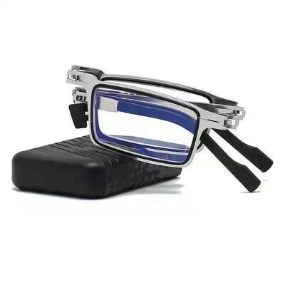 Portable Folding Reading Glasses for Men Metal Square Smart